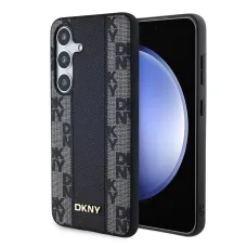 DKNY PU Bőr Kockás Minta Magsafe Tok Samsung Galaxy S24+ Fekete