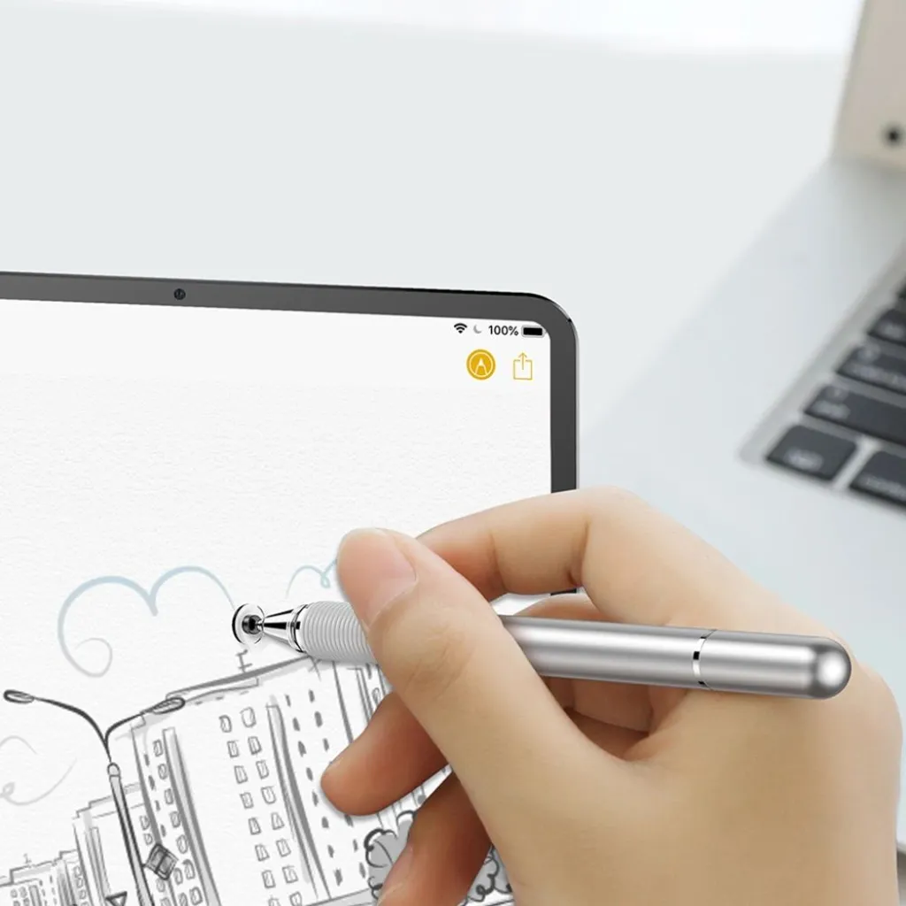 Baseus Golden Cudgel ACPCL-0S kétoldalú stylus toll tabletekhez és telefonokhoz zselés tollal - ezüst - 7
