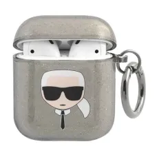 Karl Lagerfeld KLA2UKHGK AirPods tok fekete Glitter Karl's Head