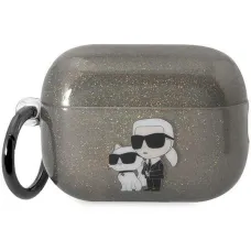 Karl Lagerfeld KLAP2HNKCTGK AirPods Pro 2 tok fekete/fekete csillogós Karl&Choupette