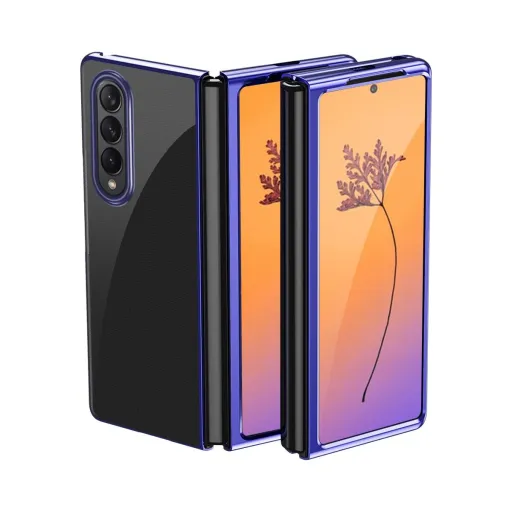 Plating Case tok Samsung Galaxy Z Fold 4 tok kék színű fém kerettel