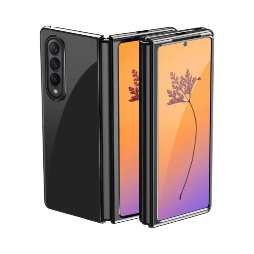 Fekete Plating Case tok Samsung Galaxy Z Fold 4-hez fém kerettel