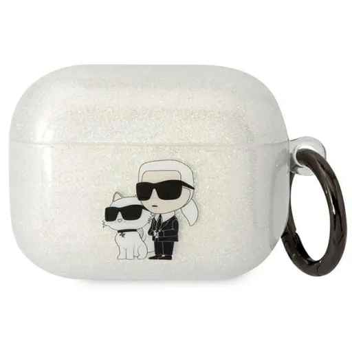 Karl Lagerfeld KLAPHNKCTGT Airpods Pro tok átlátszó csillámos Karl&Choupette