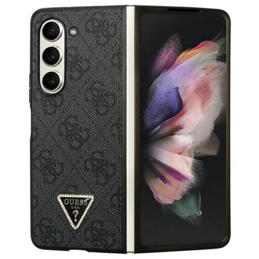 Guess Leather 4G Diamond Triangle tok Samsung Galaxy Z Fold 5 - fekete