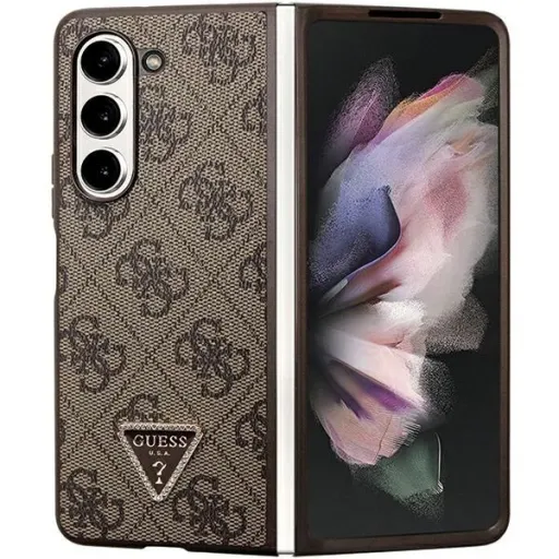 Guess Leather 4G Triangle Strass tok Samsung Galaxy Z Fold 5 - barna