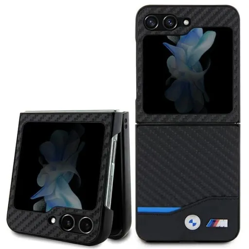 BMW Leather Carbon tok Samsung Galaxy Z Flip 5 - fekete