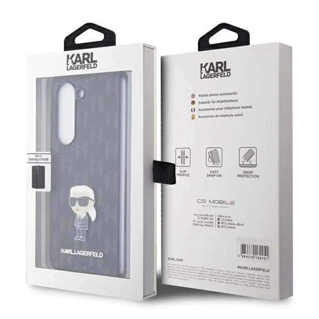 Karl Lagerfeld Saffiano Monogram Ikonik Pin tok Samsung Galaxy Z Fold 5 - fekete - 7