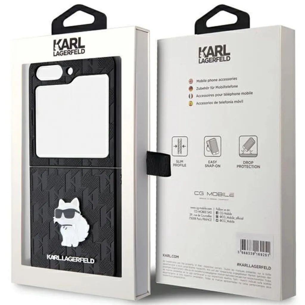 Karl Lagerfeld Saffiano Monogram Choupette Pin tok Samsung Galaxy Z Flip 5 - fekete - 8