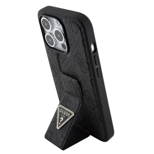 Guess PU Grip Stand 4G Strass Triangle Metal Logo iPhone 15 Pro tok