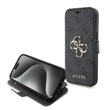 Guess PU Leather 4G Metal Logo tok iPhone 15 szürke