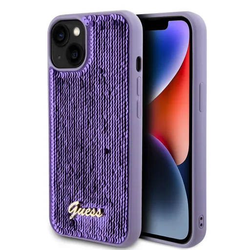 Guess Sequin Script Logo tok iPhone 13-hoz lila Guess Sequin Script Logo tok iPhone 13-hoz lila