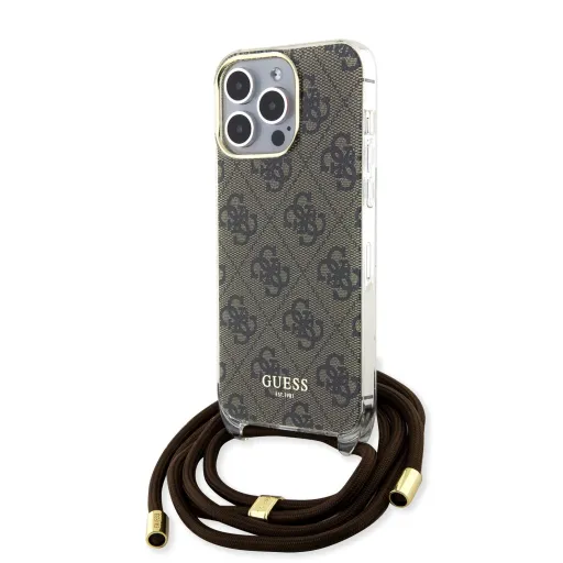 Guess IML 4G Mintás Keresztpántos Tok iPhone 15 Pro Barna