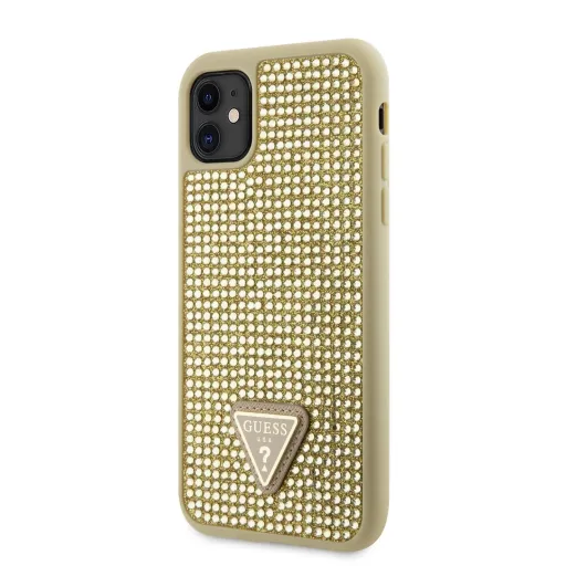 Guess Rhinestones Triangle Metal Logo tok iPhone 11-hez Arany Guess Rhinestones Triangle Metal Logo tok iPhone 11-hez Arany