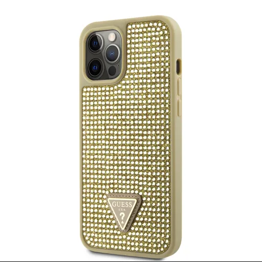 Guess Rhinestones Triangle Metal Logo tok iPhone 12 Pro Max Gold