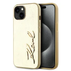 Karl Lagerfeld Wrinkled PU Signature Logo tok iPhone 15 arany