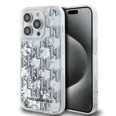 Karl Lagerfeld Liquid Glitter Monogram Gradient tok iPhone 14 Pro Max fehér