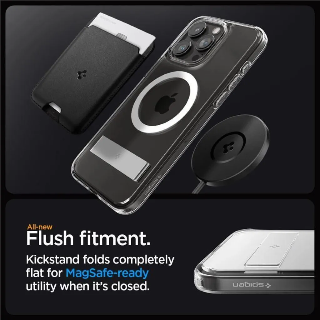 Spigen Ultra Hybrid S MagSafe tok állvánnyal iPhone 15 Pro - átlátszó - 13
