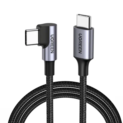 Ugreen US255 50122 USB-C (egyenes) / USB-C (sarok) PD QC kábel 60W 3A 0.5m - szürke