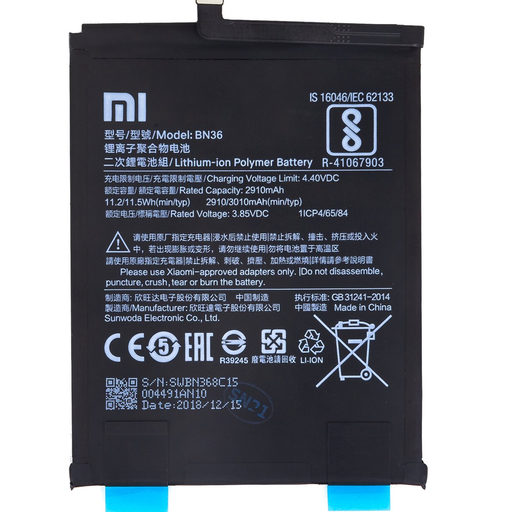 BN36 Xiaomi eredeti akkumulátor 3010mAh (Szervíz csomag)