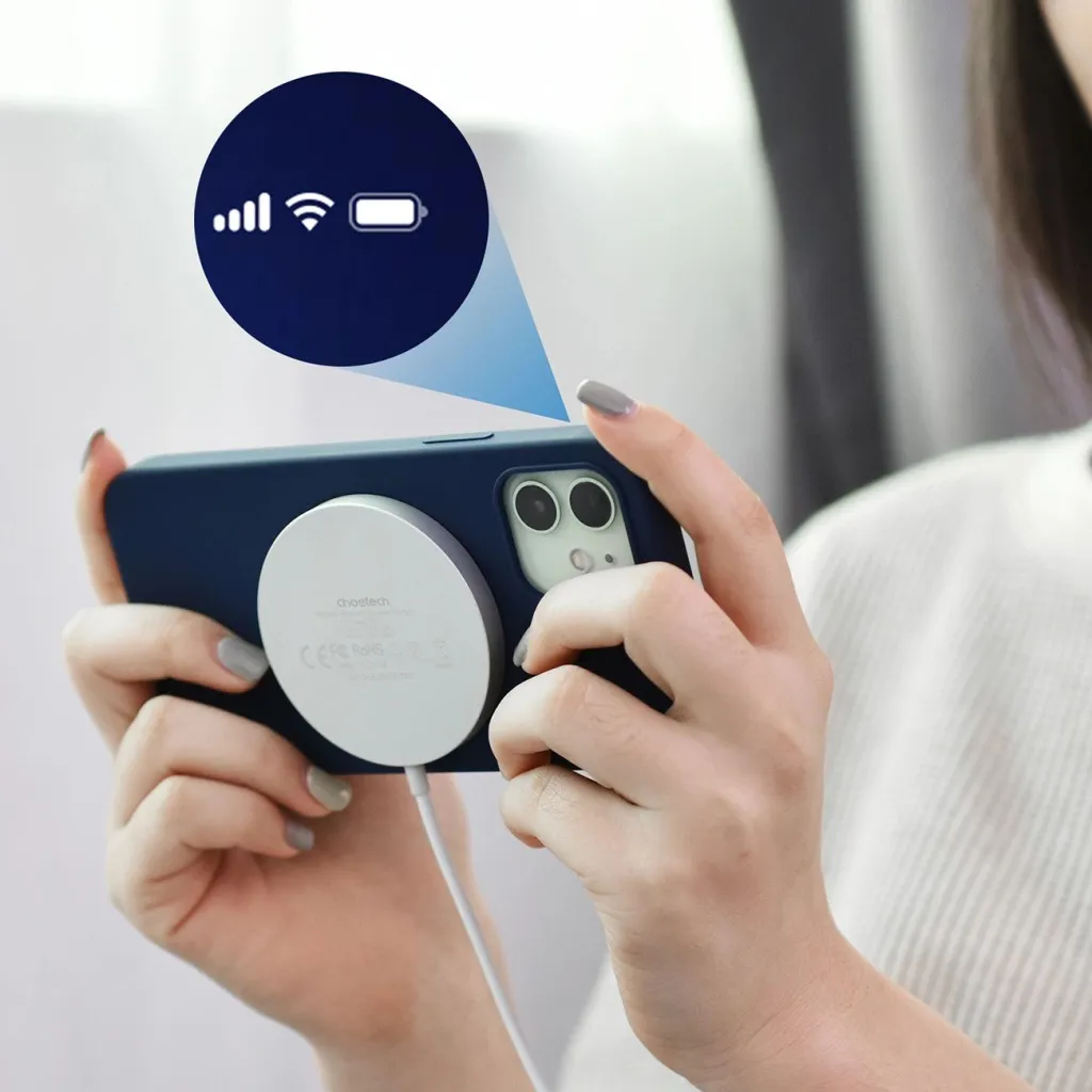 Choetech induktív töltő 15W integrált USB-C kábellel fehér (T518-F) - 7