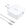 Ugreen Nexode CD289 GaN hálózati töltő USB-A/2xUSB-C 140W + USB-C - USB-C kábel 1,5m - fehér - 0. kép