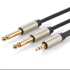 Ugreen kábel audio kábel mini jack 3.5 mm - 2 x jack 6.35 mm 1m szürke (AV126)