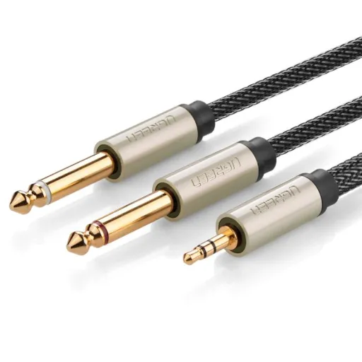 Ugreen kábel audio kábel mini jack 3.5 mm - 2 x jack 6.35 mm 1m szürke (AV126)