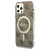 Guess GUBPP12MH4EACSW tok+ töltő iPhone 12/12 Pro barna/barna kemény tok 4G Print MagSafe - 0. kép