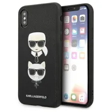 Karl Lagerfeld Saffiano Karl&Choupette Head tok iPhone XS Max - fekete