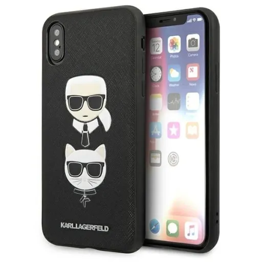 Karl Lagerfeld Saffiano Karl&Choupette Head tok iPhone X/XS - fekete