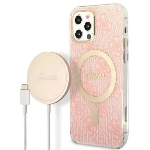 Guess GUBPP12MH4EACSP tok+ töltő iPhone 12/ 12 Pro rózsaszín/ rózsaszín kemény tok 4G Print MagSafe Guess GUBPP12MH4EACSP tok+ töltő iPhone 12/ 12 Pro rózsaszín/ rózsaszín kemény tok 4G Print MagSafe