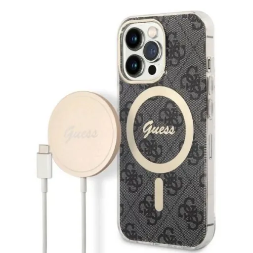 Guess GUBPP13XH4EACSK szett tok és töltő iPhone 13 Pro Max fekete/fekete tok 4G Print MagSafe