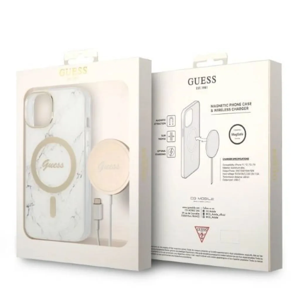 Guess GUBPP14MHMEACSH tok+ töltő iPhone 14 Plus 6.7" fehér/fehér kemény tok Márvány MagSafe - 10