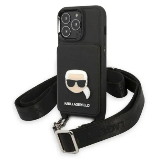 Karl Lagerfeld KLHCP13LSAKHPK iPhone 13 Pro Hardcase Saffiano Metal Karl Head tok