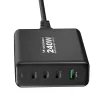 Wozinsky WGCSB 240W GaN hálózati töltő USB-A / 3 x USB-C - fekete - 2. kép