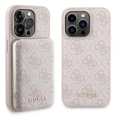 Guess 4G Metal Logo tok iPhone 15 Pro Max-hoz + 5000mAh MagSafe power bank - rózsaszín