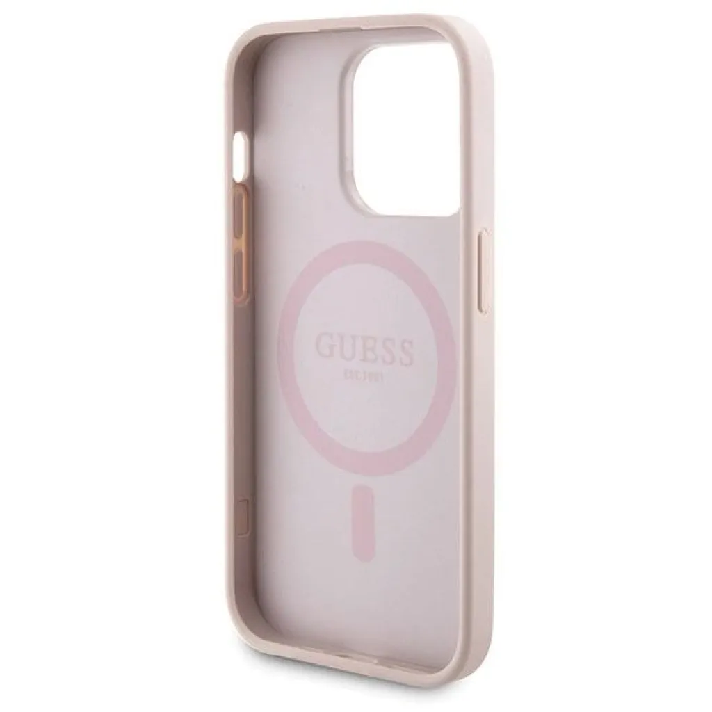 Guess 4G Metal Logo tok iPhone 15 Pro Max-hoz + 5000mAh MagSafe power bank - rózsaszín - 7