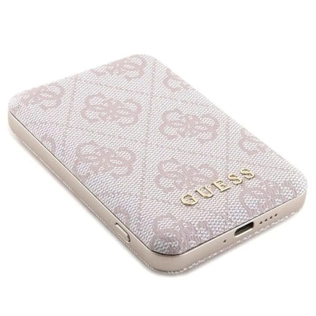 Guess 4G Metal Logo tok iPhone 15 Pro Max-hoz + 5000mAh MagSafe power bank - rózsaszín - 10
