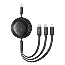 Gyors Töltőkábel 3 az 1-ben Baseus Free2Draw, USB-ről micro USB+USB-C+Lightning, 3.5A, 1.1m (fekete)