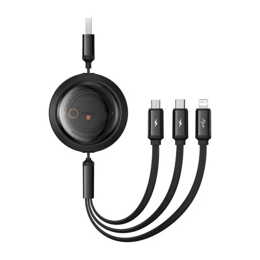 Gyors Töltőkábel 3 az 1-ben Baseus Free2Draw, USB-ről micro USB+USB-C+Lightning, 3.5A, 1.1m (fekete)