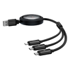 Gyors Töltőkábel 3 az 1-ben Baseus Free2Draw, USB-ről micro USB+USB-C+Lightning, 3.5A, 1.1m (fekete) - 0. kép