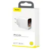 Baseus Mirror Lake Travel hálózati USB töltő adapter digitális kijelzővel gyorstöltő 2x USB 3.0 18W fehér (CCJMHA-A02) - 1. kép