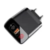 Baseus Mirror Lake PPS Travel hálózati USB töltő adapter digitális kijelzővel gyorstöltő 1x USB 3.0 1x USB-C 18W fekete (CCJMHC-A01) - 1. kép