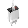 Baseus Mirror Lake PPS Travel hálózati USB töltő adapter digitális kijelzővel gyorstöltő 1x USB 3.0 1x USB-C 18W fehér (CCJMHC-A02) - 0. kép