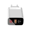 Baseus Mirror Lake PPS Travel hálózati USB töltő adapter digitális kijelzővel gyorstöltő 1x USB 3.0 1x USB-C 18W fehér (CCJMHC-A02) - 1. kép