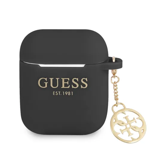 Guess 4G Charm Szilikon Tok AirPods 1/2 Fekete