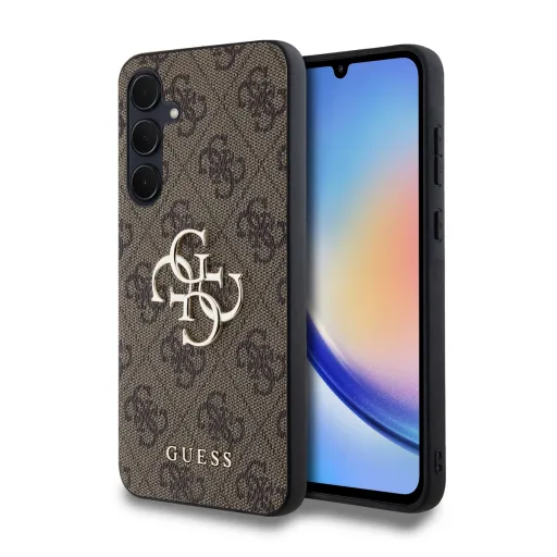 Guess PU 4G Metal Logo tok Samsung Galaxy A35 5G-hez Barna