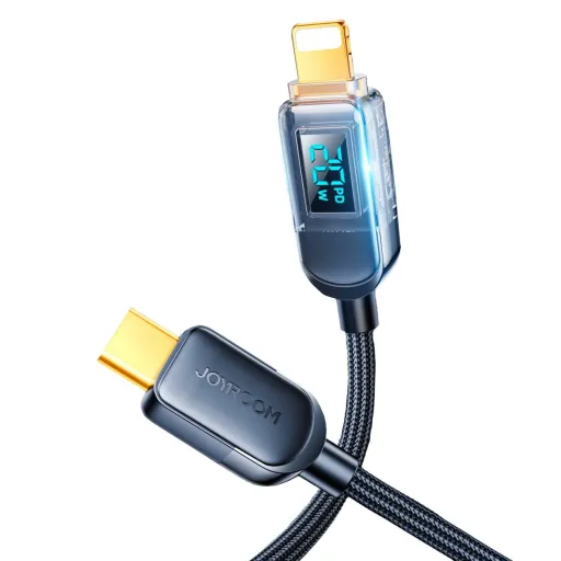 Joyroom USB C - Lightning kábel 20W-os teljesítménnyel és töltési teljesítmény kijelzővel 1,2 m fekete (S-CL020A4)