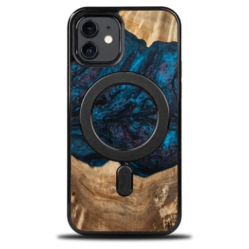 Wood and Resin tok iPhone 12/12 Pro MagSafe Bewood Unique Neptune - sötétkék és fekete Wood and Resin tok iPhone 12/12 Pro MagSafe Bewood Unique Neptune - sötétkék és fekete