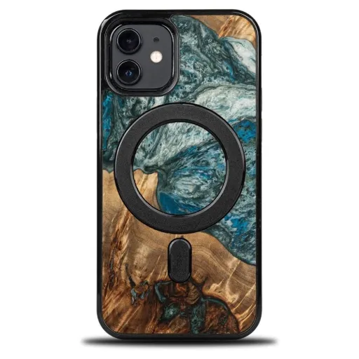 Wood and Resin tok iPhone 12/12 Pro MagSafe Bewood Unique Planet Earth - Kék-Zöld Wood and Resin tok iPhone 12/12 Pro MagSafe Bewood Unique Planet Earth - Kék-Zöld